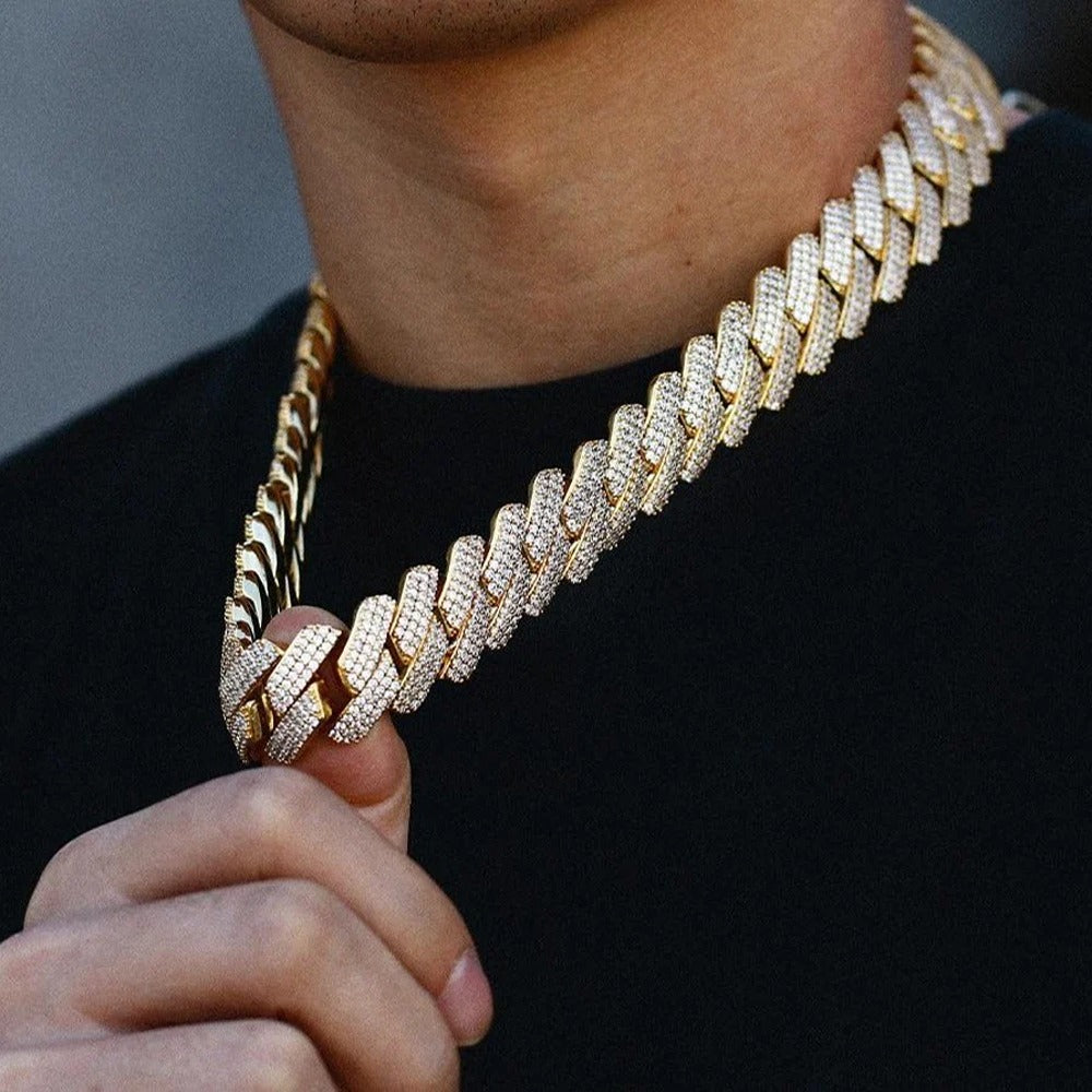 925 Sterling Silver Iced Out Moissanite Cuban Linked Chain
