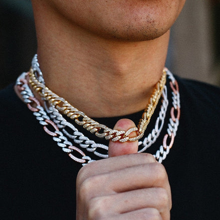 Round Brilliant Cut Moissnaite Iced Out Figaro Hip Hop Luxury Chain