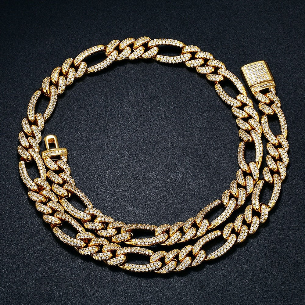 Round Brilliant Cut Moissnaite Iced Out Figaro Hip Hop Luxury Chain