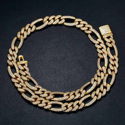 Round Brilliant Cut Moissnaite Iced Out Figaro Hip Hop Luxury Chain