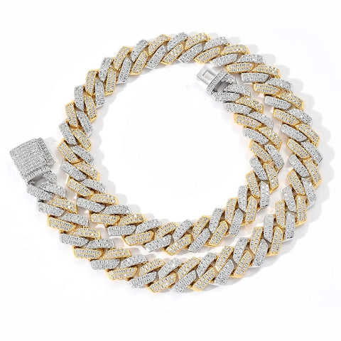 Dual Tone VVS1 Moissanite Cuban Hip Hop Necklace For Him