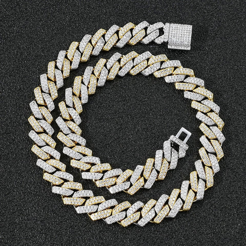 Dual Tone VVS1 Moissanite Cuban Hip Hop Necklace For Him