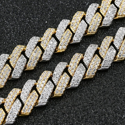 Dual Tone VVS1 Moissanite Cuban Hip Hop Necklace For Him