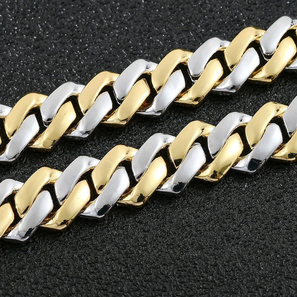Dual Tone VVS1 Moissanite Cuban Hip Hop Necklace For Him