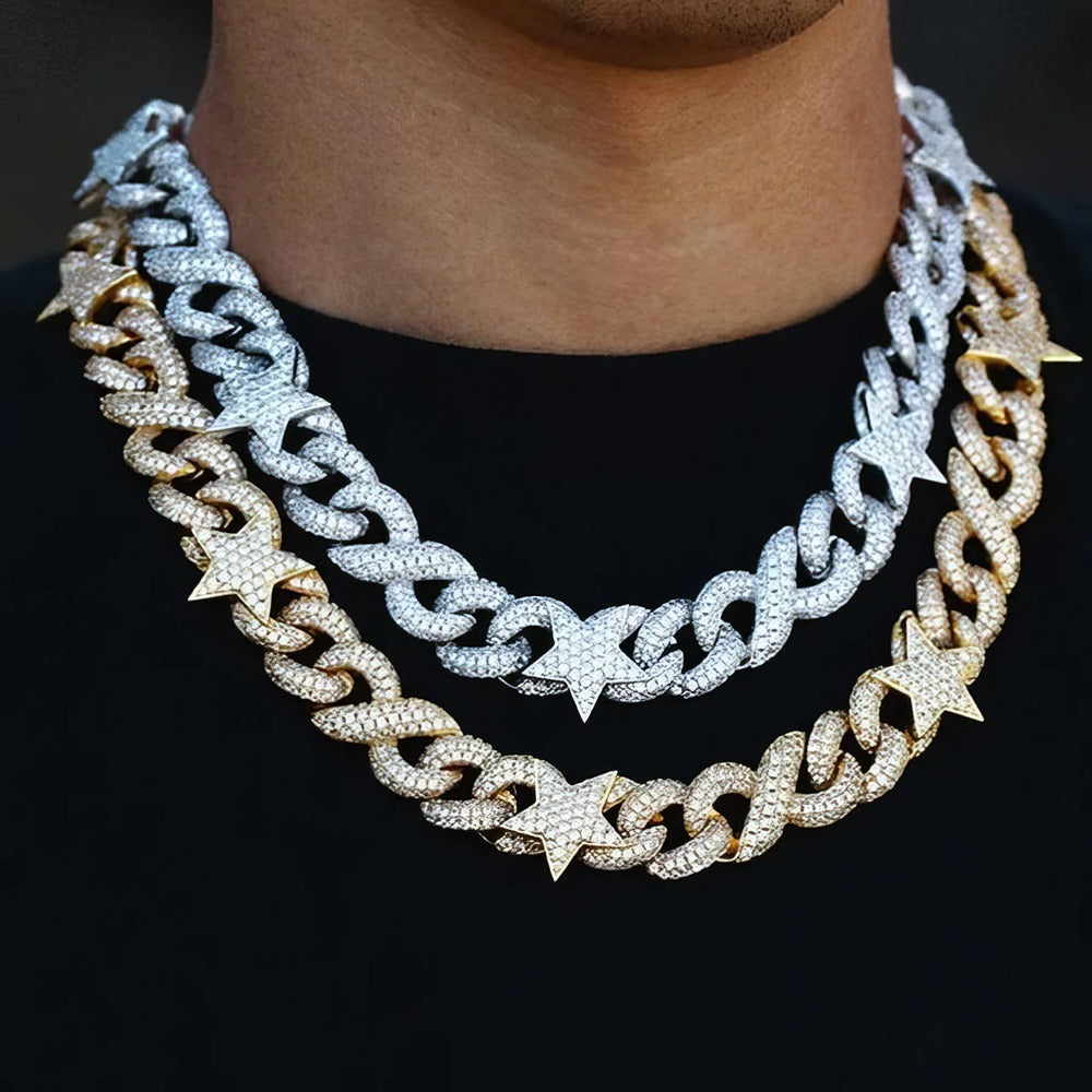 Moissanite Diamond Infinity Star Hip Hop Luxury Chain For Men's