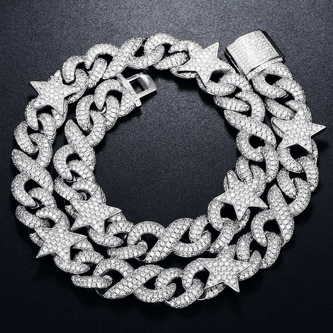 Moissanite Diamond Infinity Star Hip Hop Luxury Chain For Men's