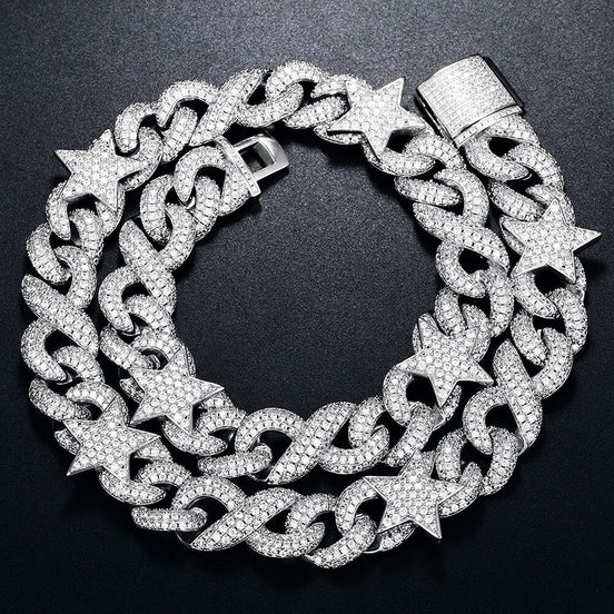 Moissanite Diamond Infinity Star Hip Hop Luxury Chain For Men's