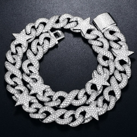 Moissanite Diamond Infinity Star Hip Hop Luxury Chain For Men's