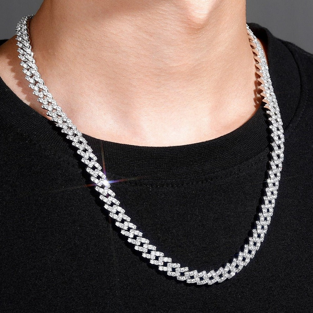 925 Sterling Silver Iced Out Moissanite Hip Hop Chain With Elegant Look