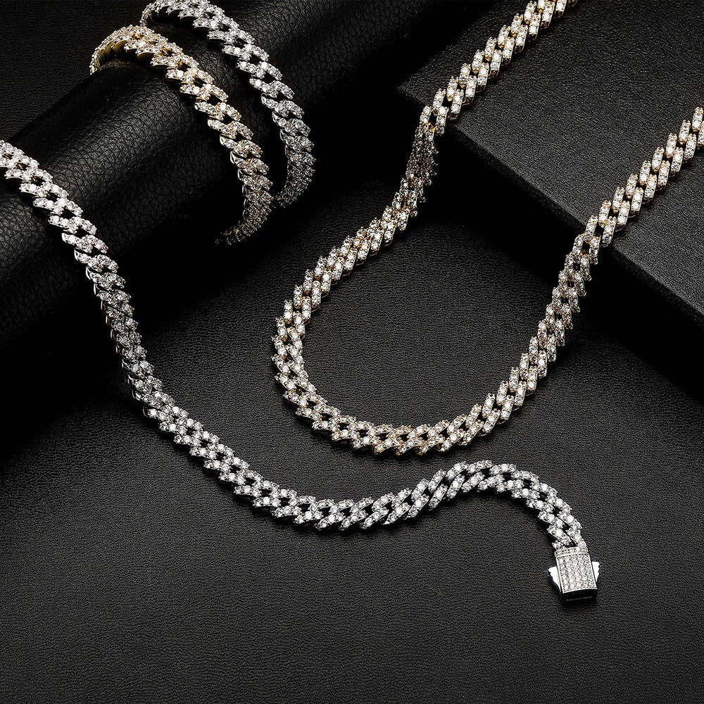 925 Sterling Silver Iced Out Moissanite Hip Hop Chain With Elegant Look
