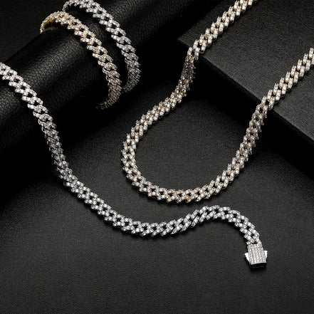 925 Sterling Silver Iced Out Moissanite Hip Hop Chain With Elegant Look