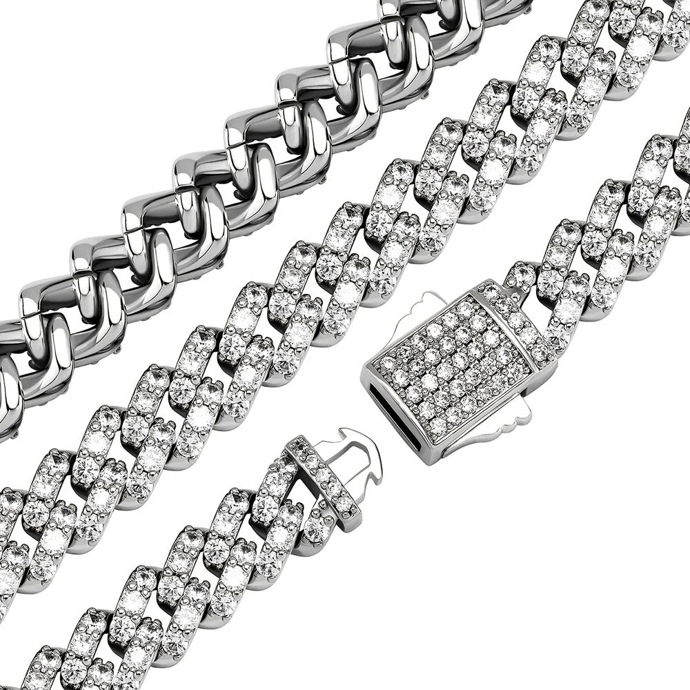 925 Sterling Silver Iced Out Moissanite Hip Hop Chain With Elegant Look