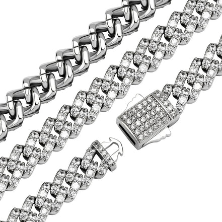 925 Sterling Silver Iced Out Moissanite Hip Hop Chain With Elegant Look