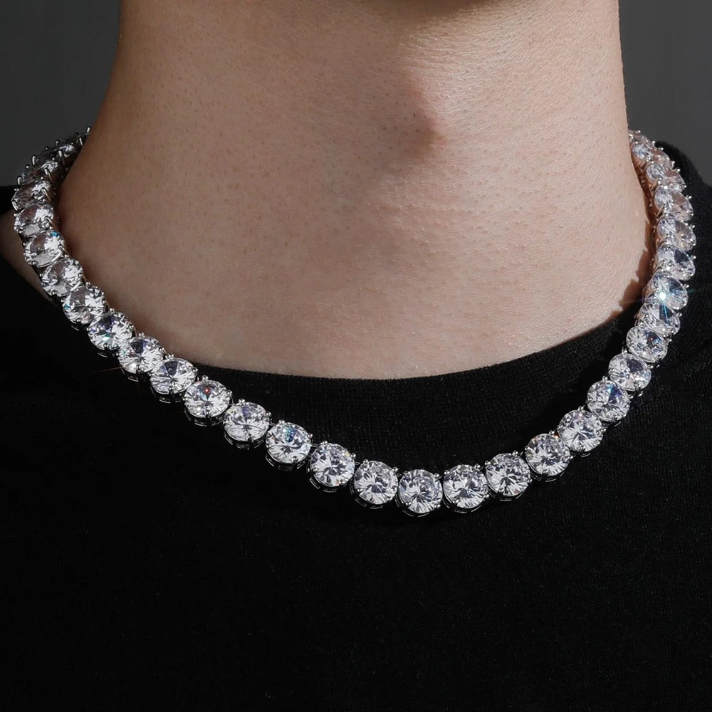 Round Cut Colorless Moissnaite Diamond Tennis Hip Hop Chain