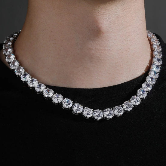Round Cut Colorless Moissnaite Diamond Tennis Hip Hop Chain
