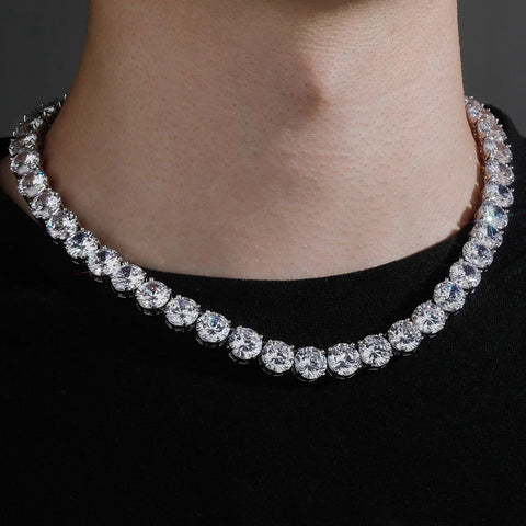 Round Cut Colorless Moissnaite Diamond Tennis Hip Hop Chain
