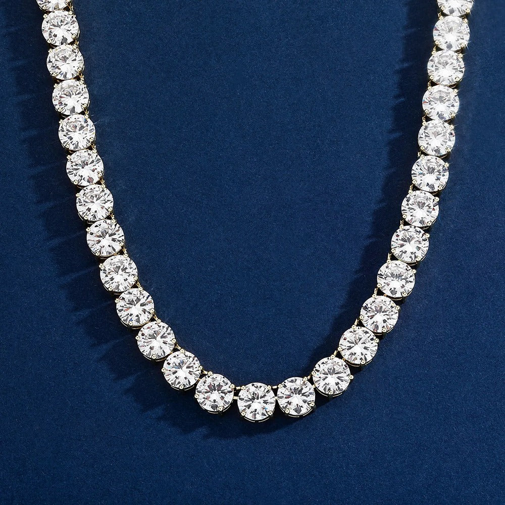 Round Cut Colorless Moissnaite Diamond Tennis Hip Hop Chain