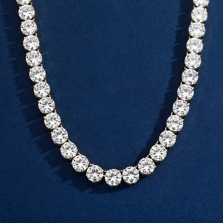 Round Cut Colorless Moissnaite Diamond Tennis Hip Hop Chain