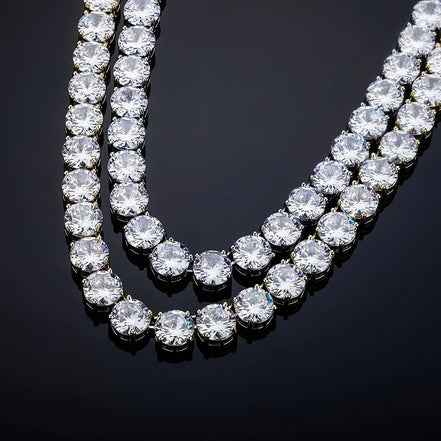 Round Cut Colorless Moissnaite Diamond Tennis Hip Hop Chain