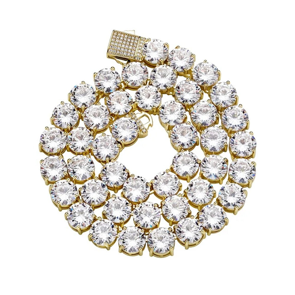 Round Cut Colorless Moissnaite Diamond Tennis Hip Hop Chain