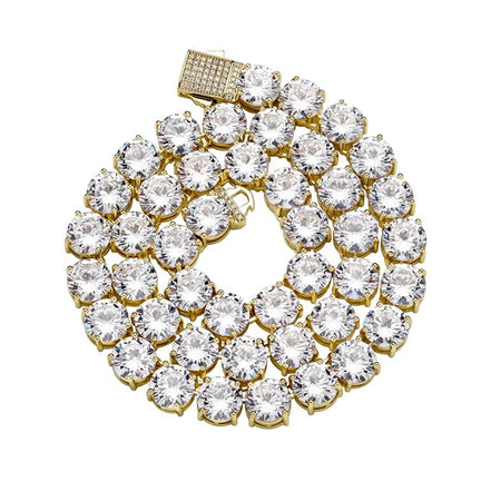 Round Cut Colorless Moissnaite Diamond Tennis Hip Hop Chain