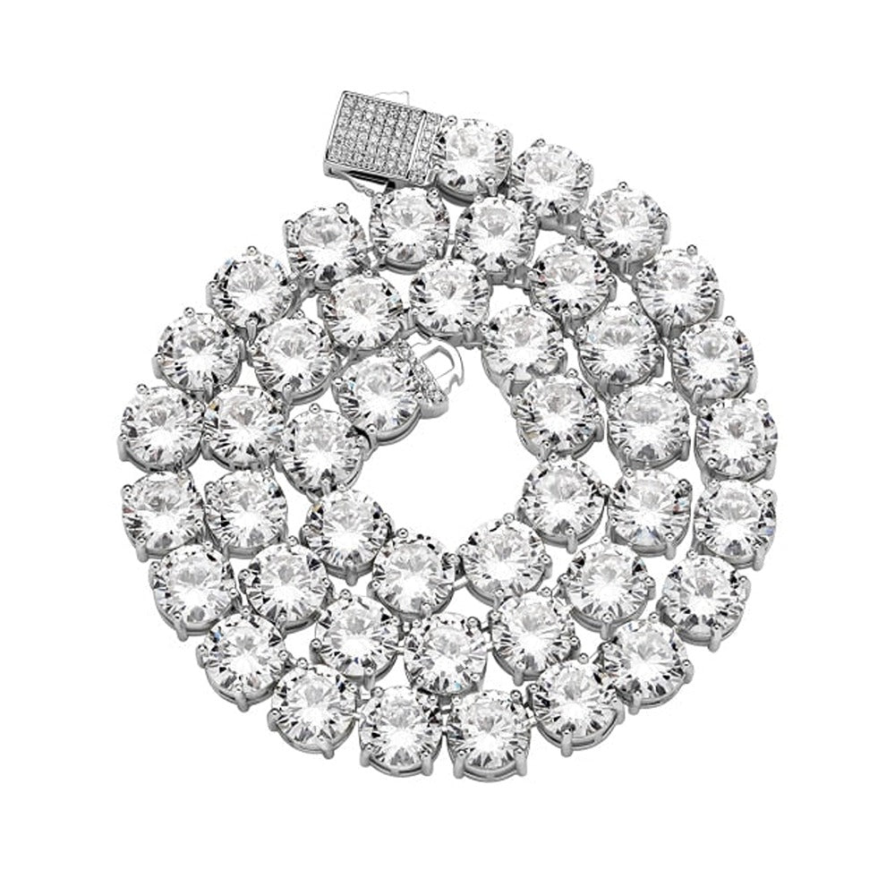 Round Cut Colorless Moissnaite Diamond Tennis Hip Hop Chain