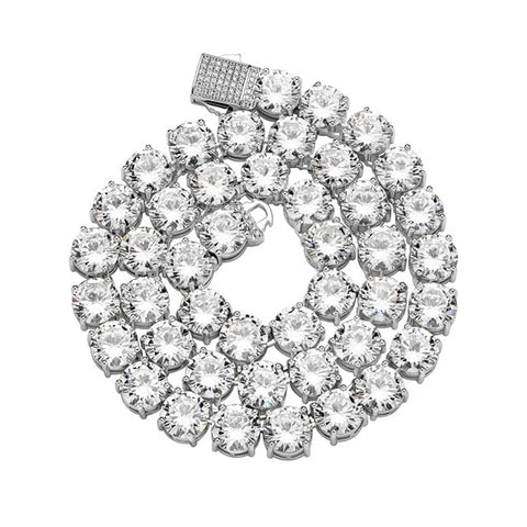 Round Cut Colorless Moissnaite Diamond Tennis Hip Hop Chain