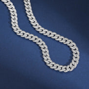 Sterling Silver Moissanite Diamond 18mm Cuban Link Chain