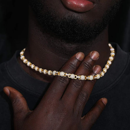 Moissante Diamond Ball Link Hip Hop Chain For Men's