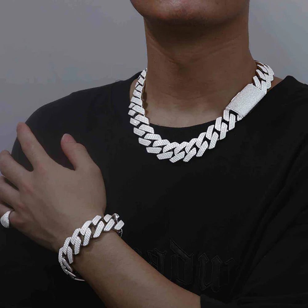22mm Ice Out Luxury Hip Hop Moissanite Diamond Cuban Chain