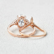 D Color Moissanite Oval Cut Seven Stone Wedding Ring Set For Her