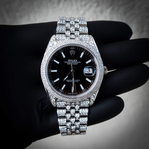 Iced Out Moissanite Black Dial Luxury Watch For Men's