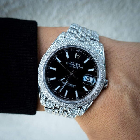 Iced Out Moissanite Black Dial Luxury Watch For Men's