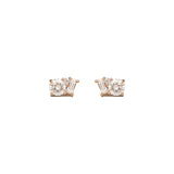 Fancy Style Moissanite Round & Baguette Cut Stud Earring