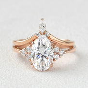 D Color Moissanite Oval Cut Seven Stone Wedding Ring Set For Her