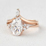 D Color Moissanite Oval Cut Seven Stone Wedding Ring Set For Her