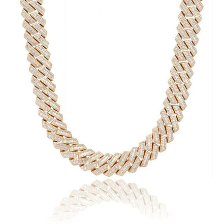 Hip Hop Luxury Moissanite Round & Baguette Cuban Link Chain