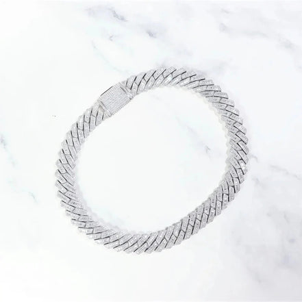 Round And Baguette Moissanite Cuban Link Chain Gift For Men's