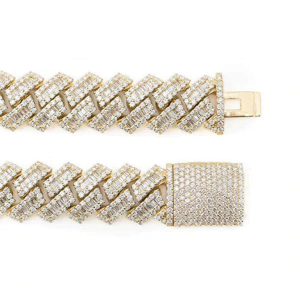 Moissanite Ice Out Round & Baguette 20MM Hip Hop Luxury Chain