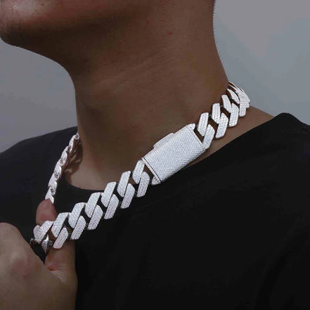 22mm Ice Out Luxury Hip Hop Moissanite Diamond Cuban Chain