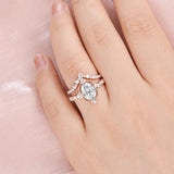 Moissanite Oval Cut Filigree D Color Ring Set For Women