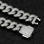 Colorless Moissanite Bling Bling Two Row Cuban Chain