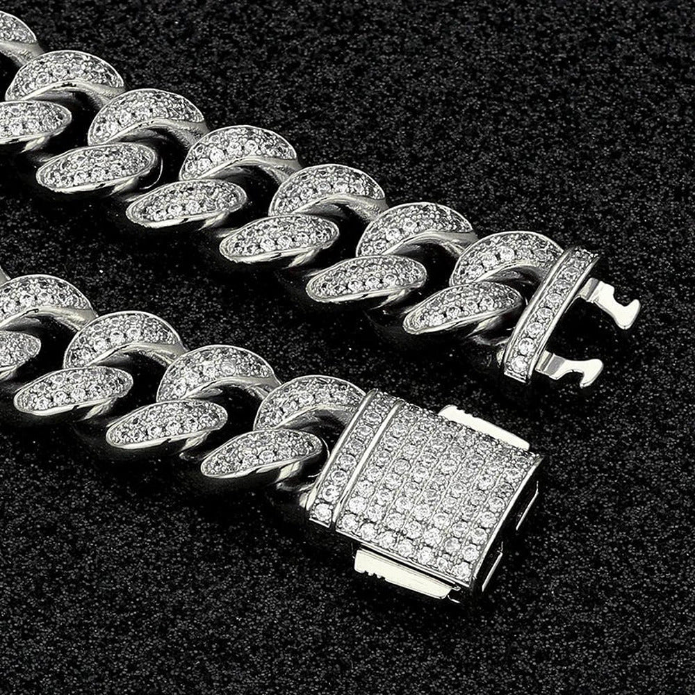 Colorless Moissanite Bling Bling Two Row Cuban Chain