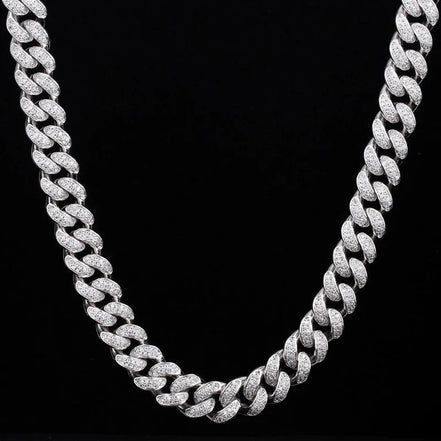 Colorless Moissanite Bling Bling Two Row Cuban Chain