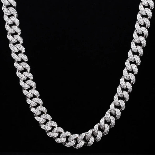 Colorless Moissanite Bling Bling Two Row Cuban Chain