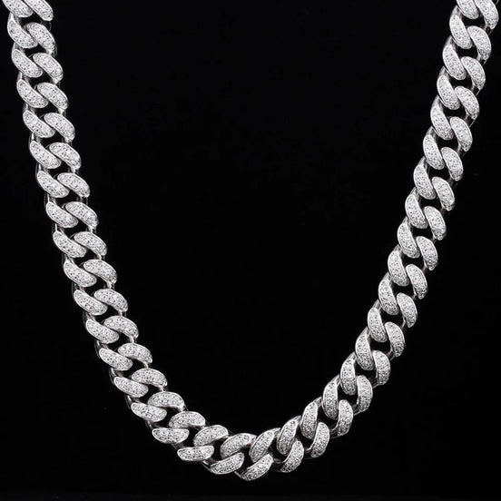 Colorless Moissanite Bling Bling Two Row Cuban Chain