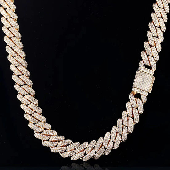 Iced Out Round Brilliant Cut Moissanite Cuban Chain For Him