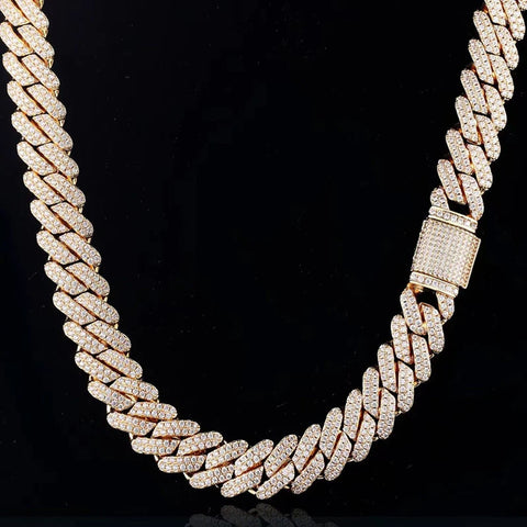 Iced Out Round Brilliant Cut Moissanite Cuban Chain For Him