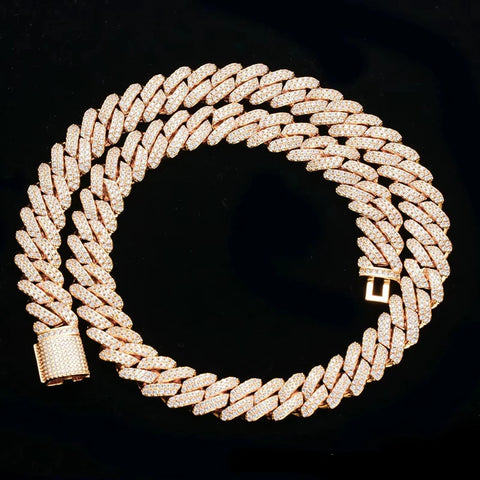 Iced Out Round Brilliant Cut Moissanite Cuban Chain For Him