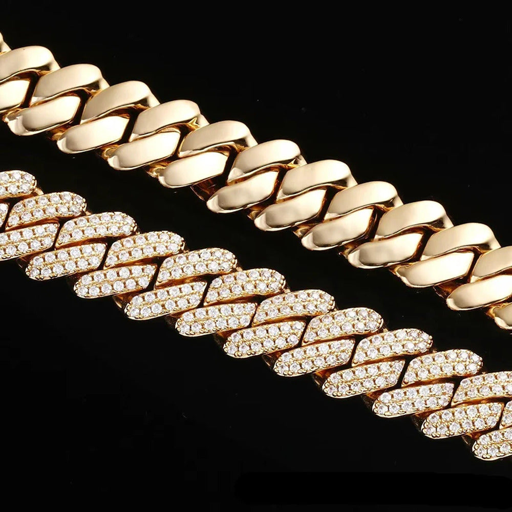 Iced Out Round Brilliant Cut Moissanite Cuban Chain For Him